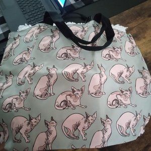 Sphynx Cat Tote with matching cosmetic bag